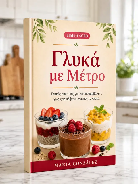 Εξώφυλλο του βιβλίου συνταγών Γλυκά με Μέτρο